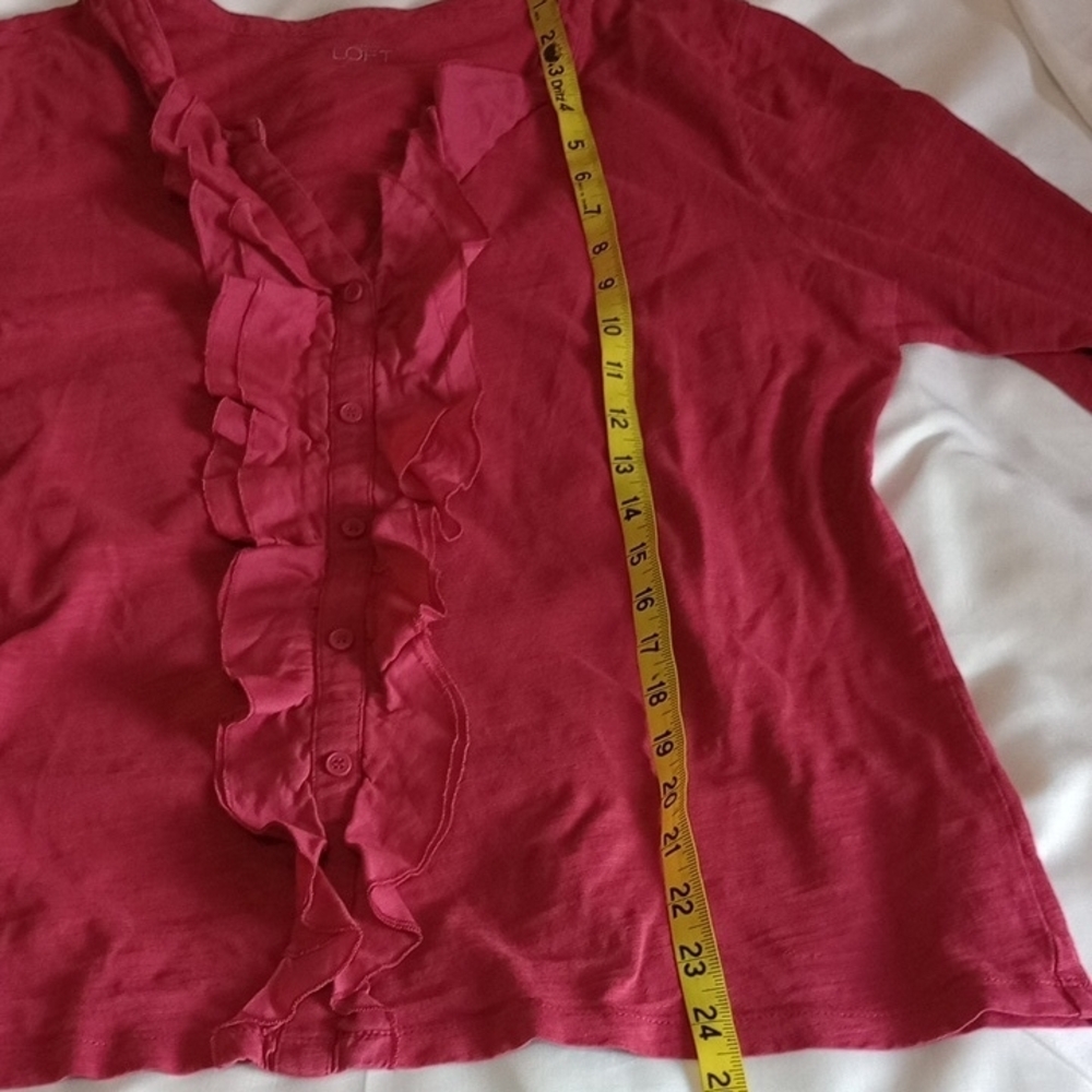 LOFT Fuchsia Ruffle Top - Picture 8 of 12